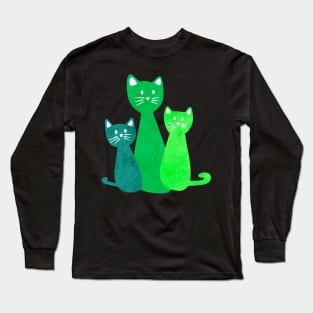 Green Cats Long Sleeve T-Shirt